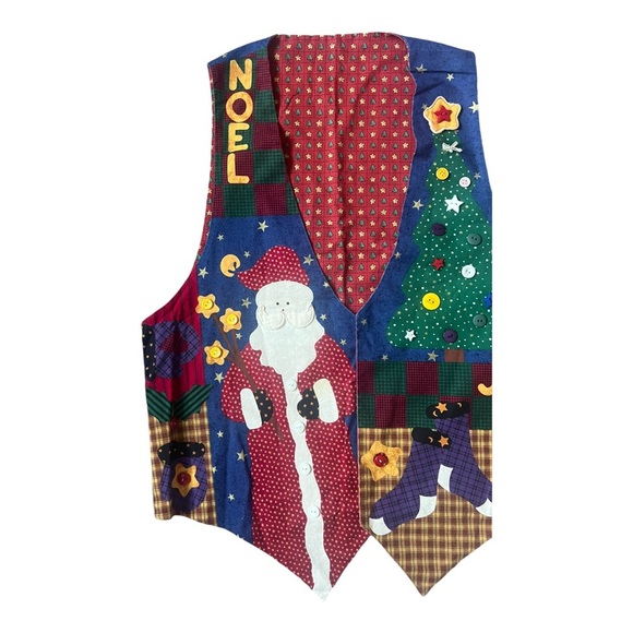 Vtg Handmade Santa Christmas Vest Kitschy Teacher - Picture 3 of 5